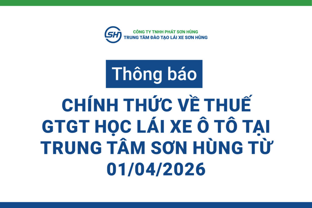 Thông báo thu thuế GTGT học lái xe tại Trung tâm Sơn Hùng